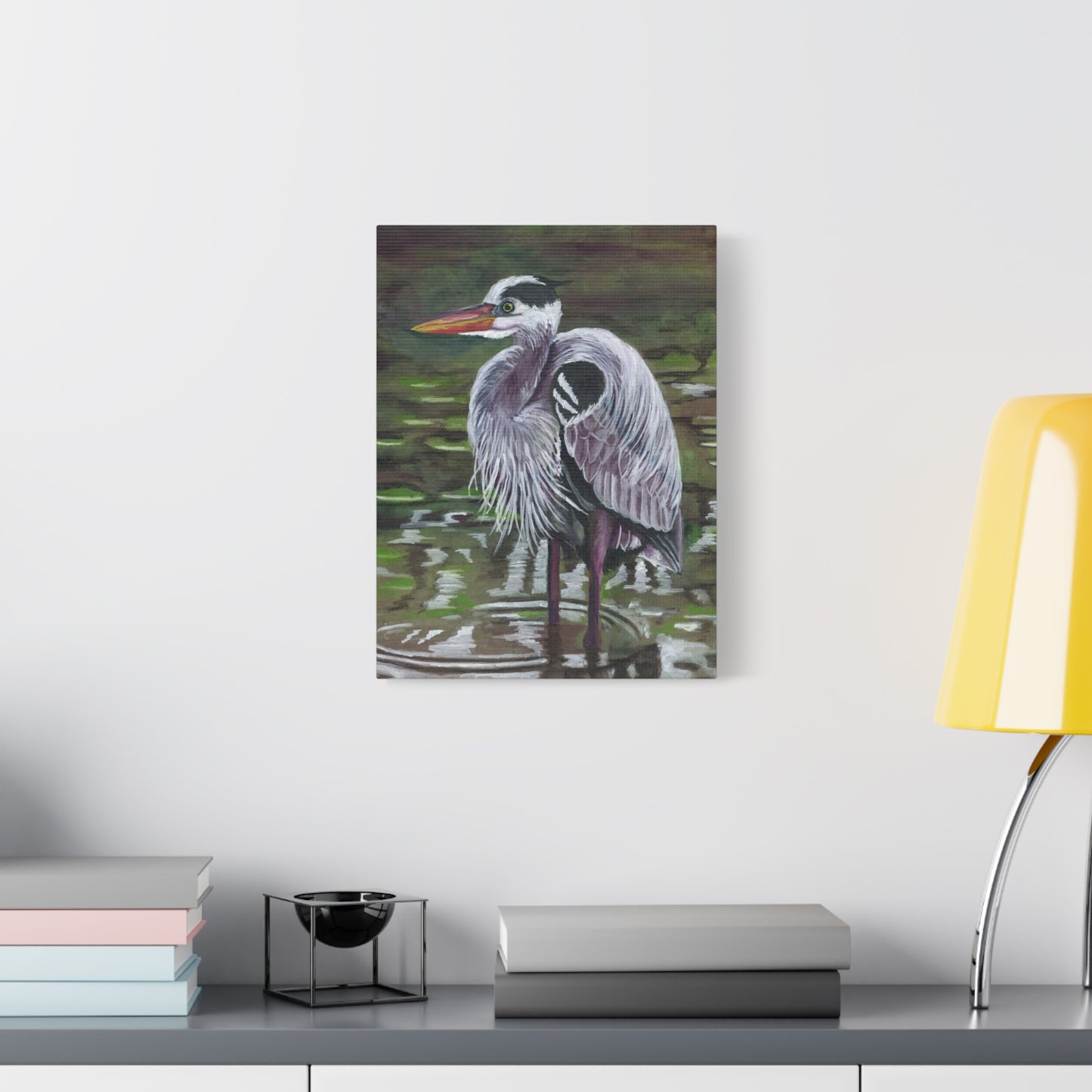 Great Blue Heron Art Print — Matte Stretched Canvas Wall Decor