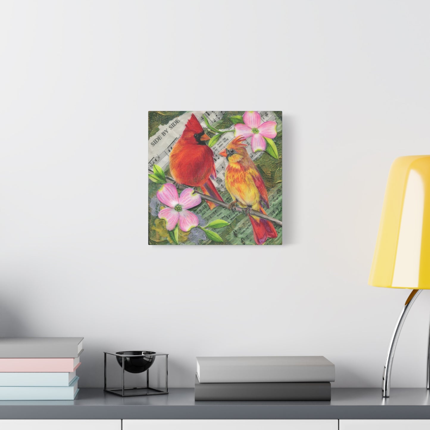 Cardinal Pair Matte Canvas Wall Art - 'Side By Side' Stretched 1.25"