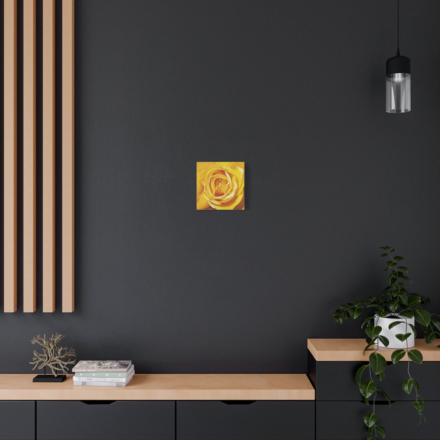 Yellow Rose Canvas Art — Stretched Matte Floral Wall Decor