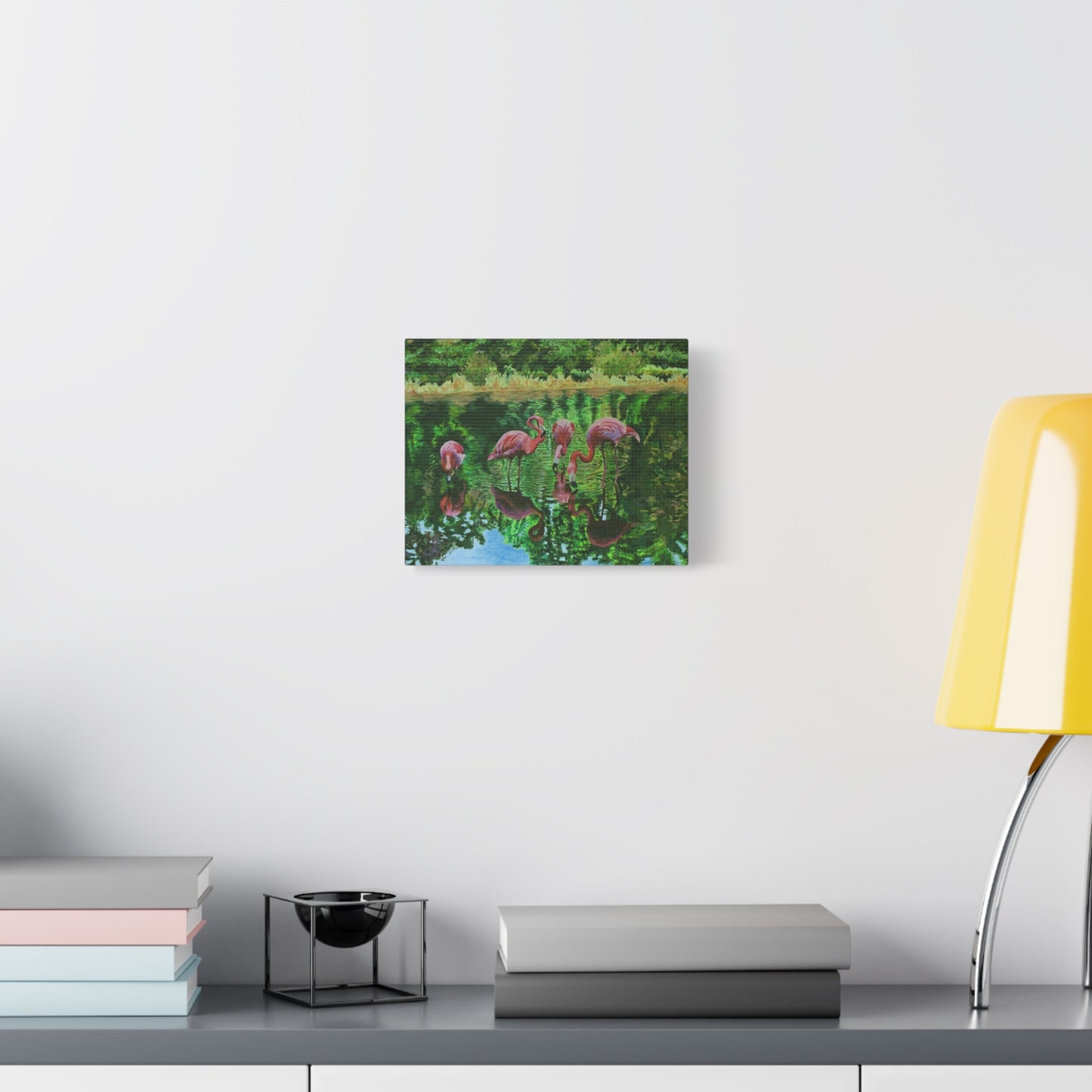 Flamingo Reflection Matte Stretched Canvas