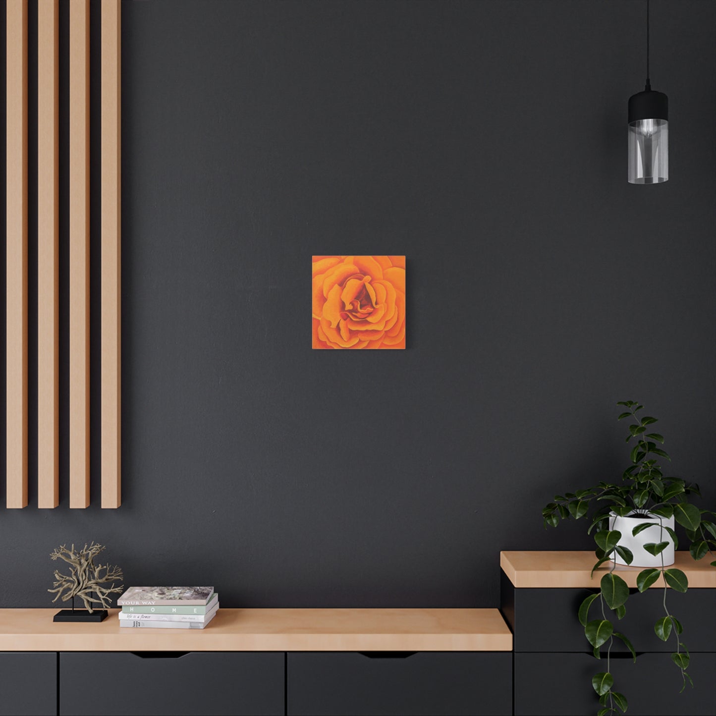 Orange Rose Floral Canvas Wall Art — Matte Stretched Canvas