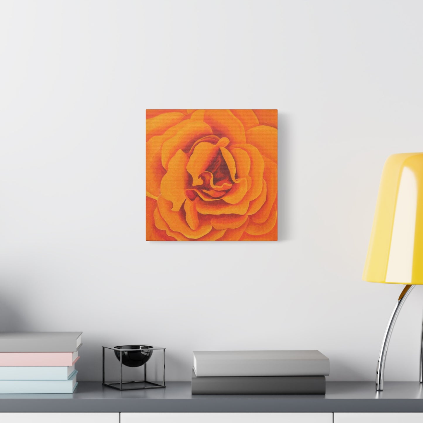 Orange Rose Floral Canvas Wall Art — Matte Stretched Canvas