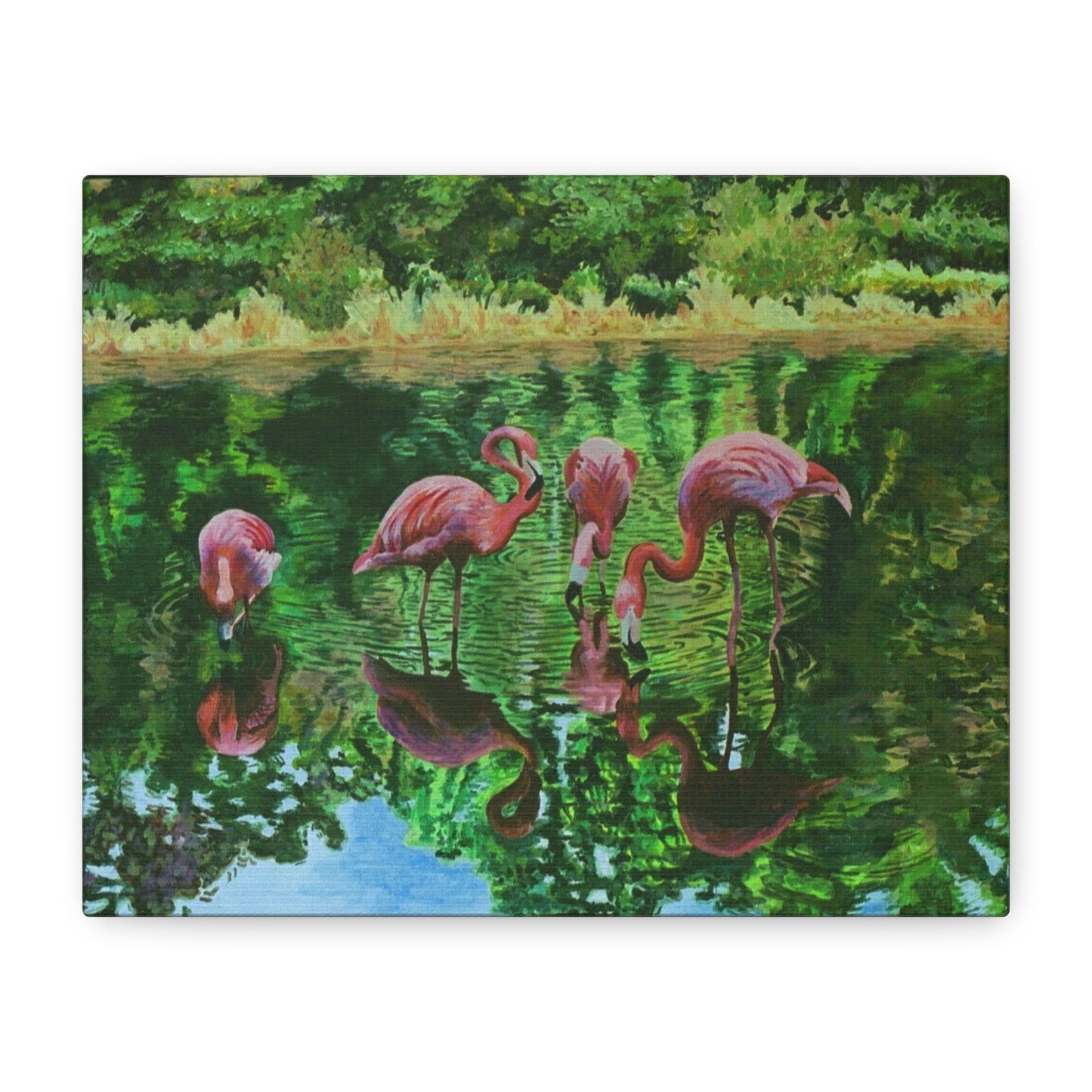 Flamingo Reflection Matte Stretched Canvas
