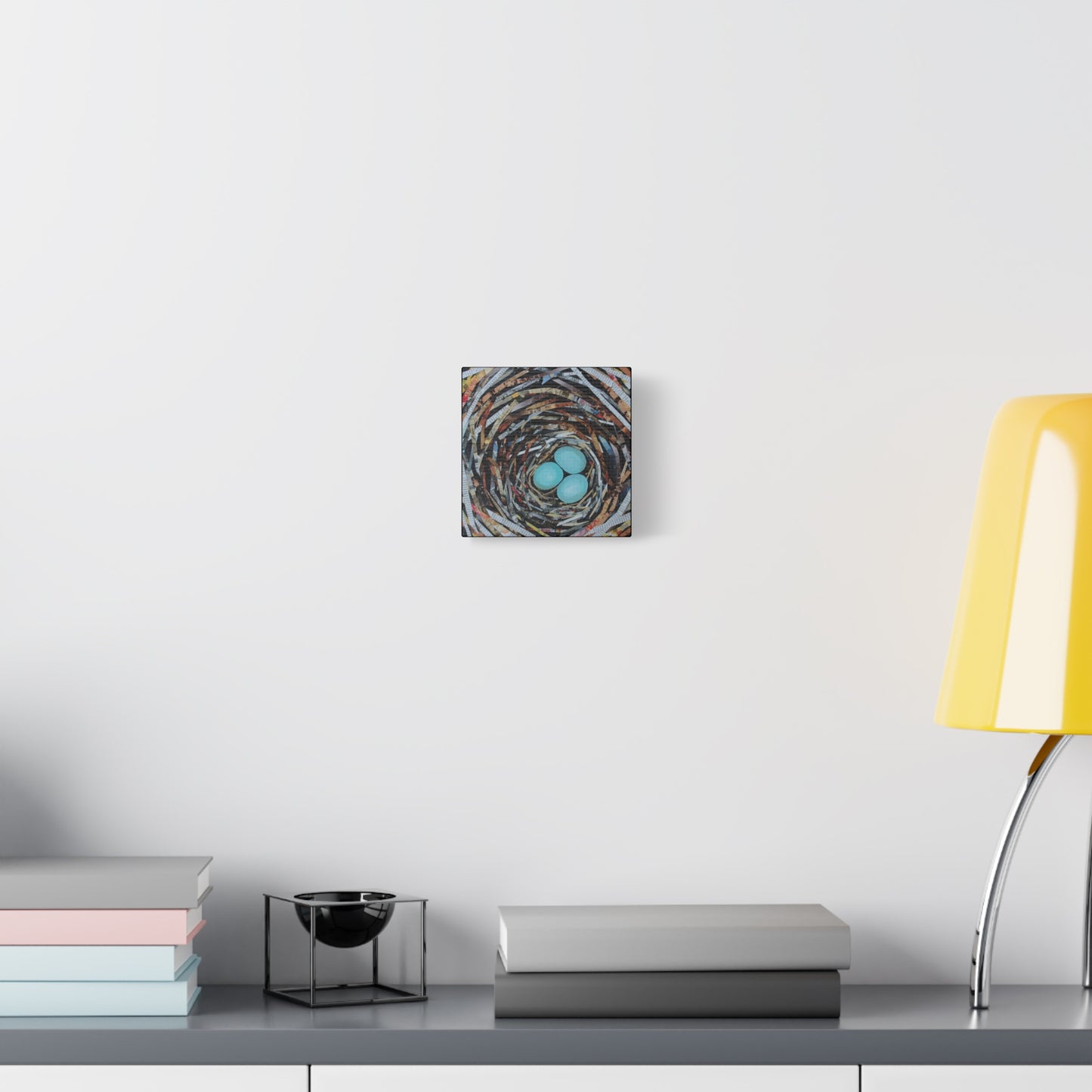 Bird Nest Canvas Wall Art — Blue Egg Nature Print (Matte Stretched)