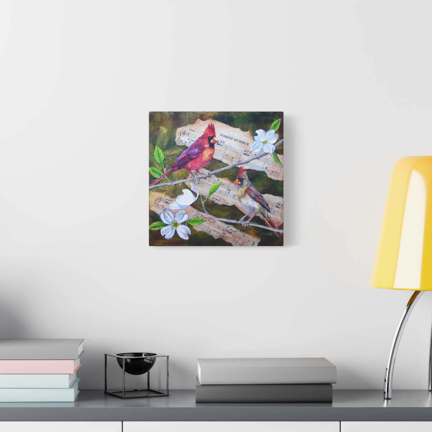 Cardinal Songbirds Canvas Art — Matte Stretched Wall Decor