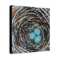 Bird Nest Canvas Wall Art — Blue Egg Nature Print (Matte Stretched)
