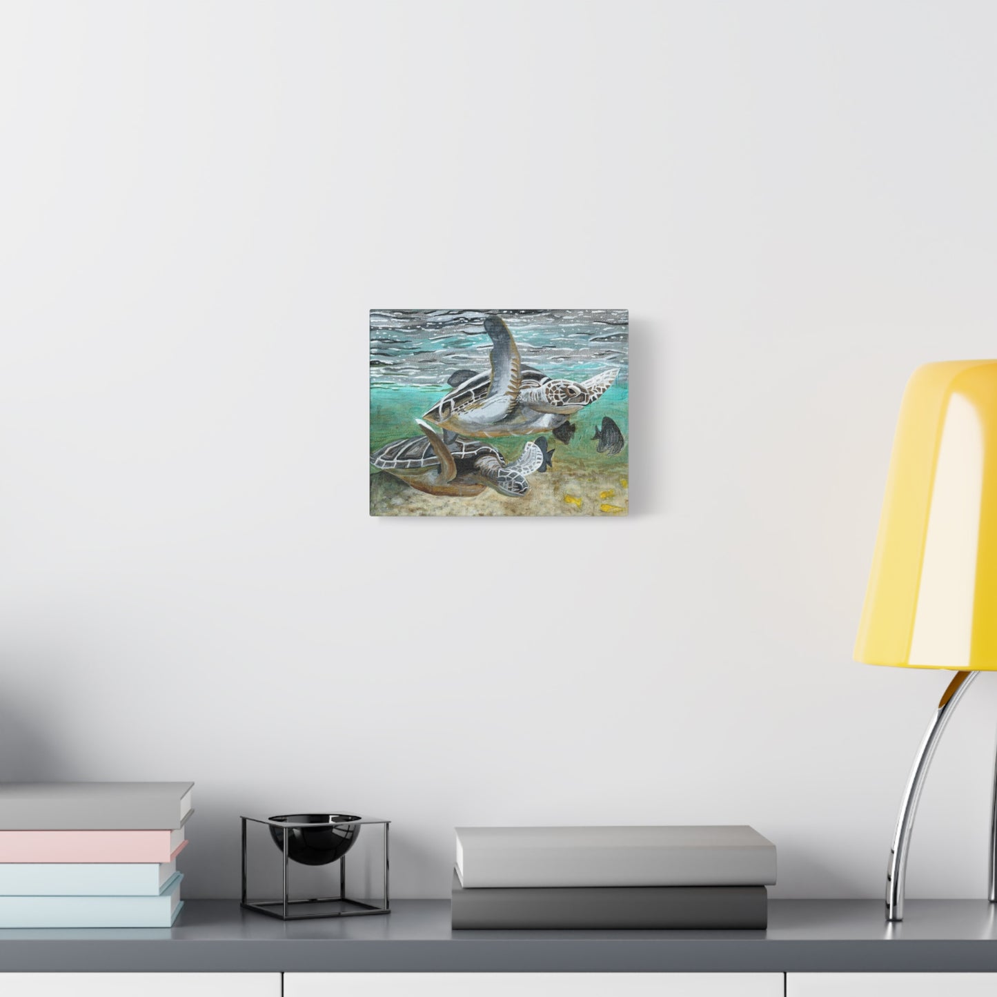 Sea Turtle Canvas Wall Art — Coastal Marine Wildlife Painting