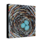 Bird Nest Canvas Wall Art — Blue Egg Nature Print (Matte Stretched)