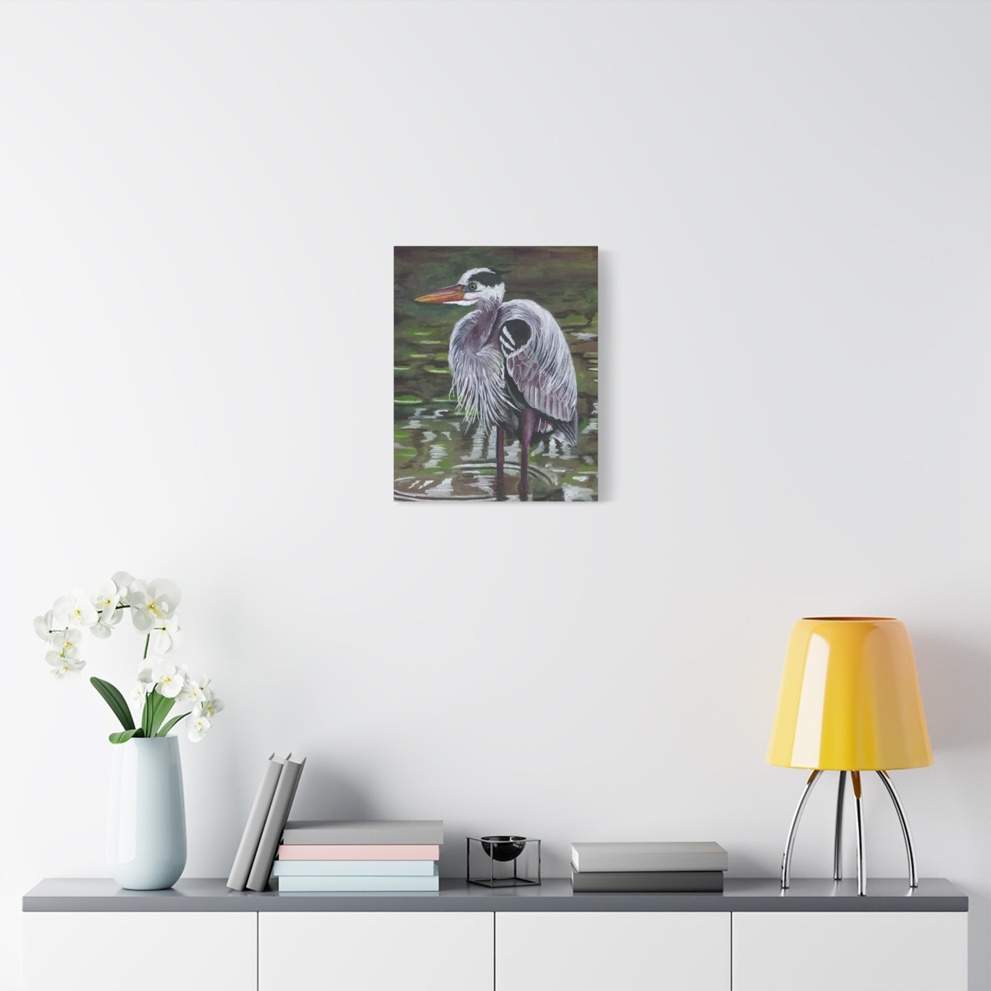Great Blue Heron Art Print — Matte Stretched Canvas Wall Decor