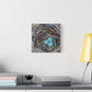 Bird Nest Canvas Wall Art — Blue Egg Nature Print (Matte Stretched)