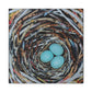 Bird Nest Canvas Wall Art — Blue Egg Nature Print (Matte Stretched)