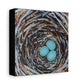 Bird Nest Canvas Wall Art — Blue Egg Nature Print (Matte Stretched)