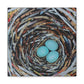 Bird Nest Canvas Wall Art — Blue Egg Nature Print (Matte Stretched)