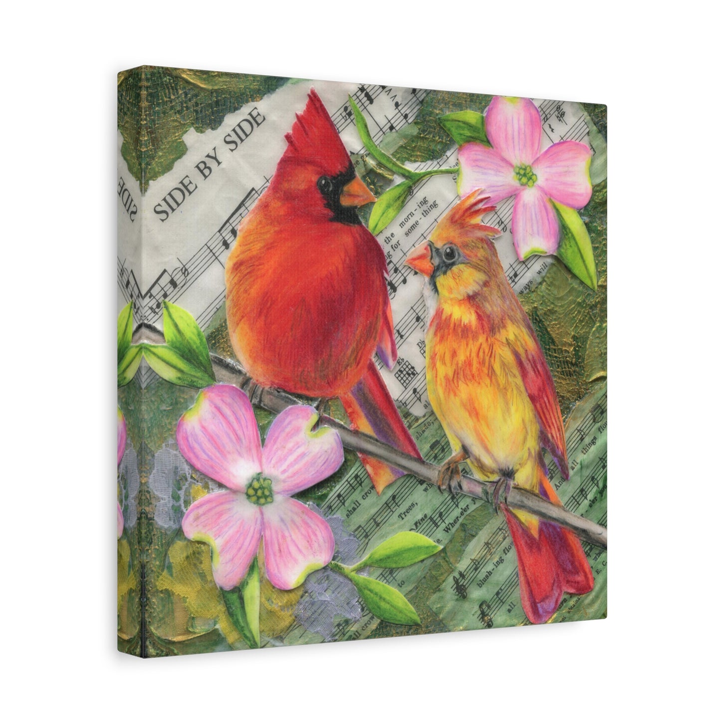 Cardinal Pair Matte Canvas Wall Art - 'Side By Side' Stretched 1.25"