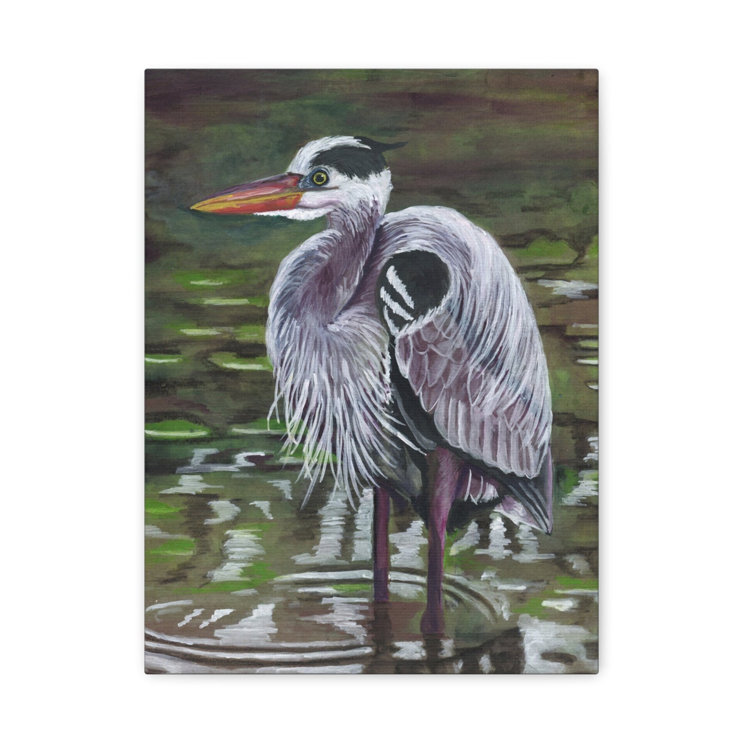 Great Blue Heron Art Print — Matte Stretched Canvas Wall Decor