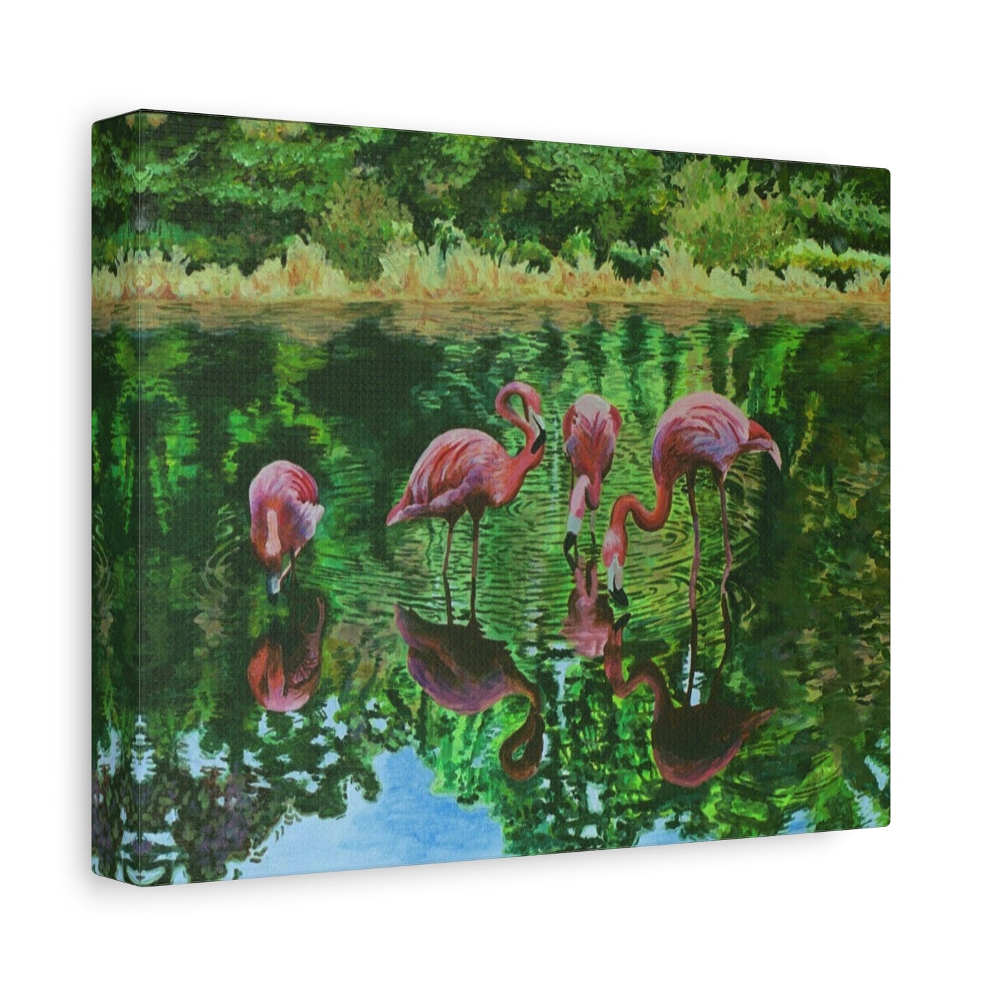 Flamingo Reflection Matte Stretched Canvas