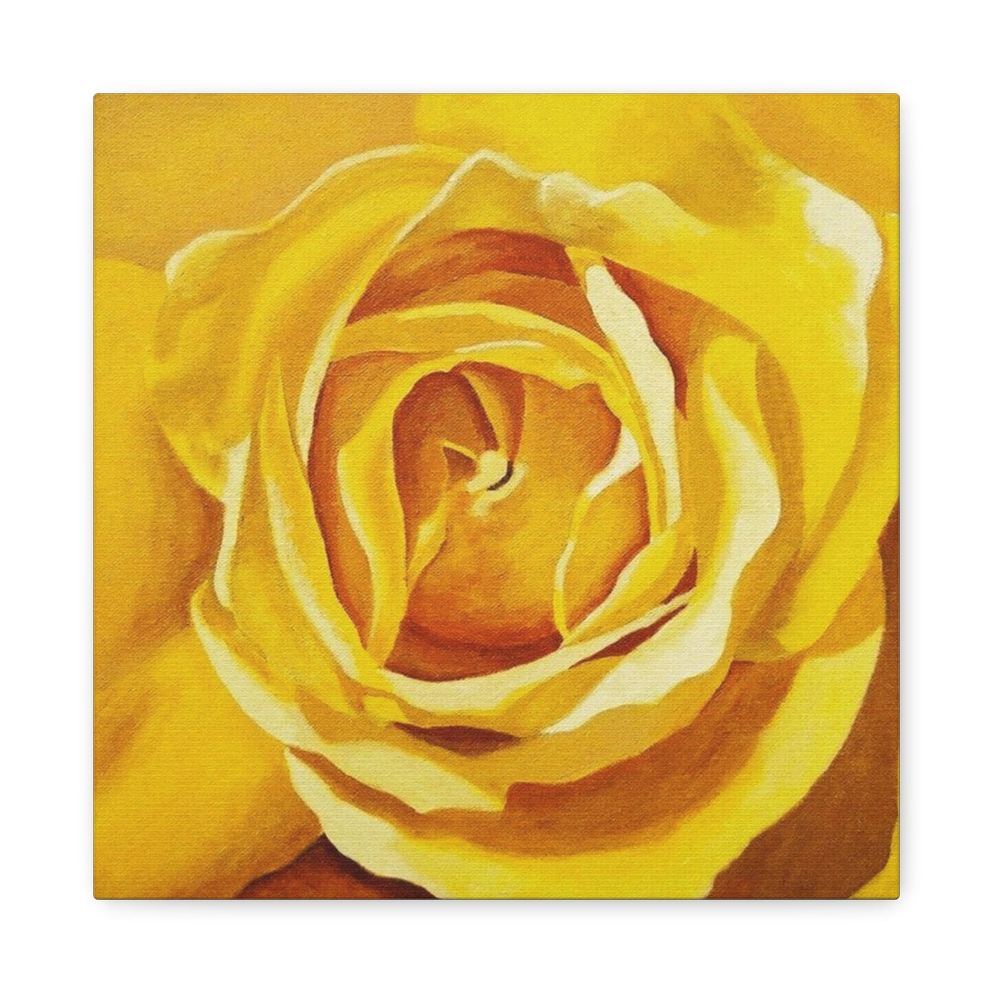Yellow Rose Canvas Art — Stretched Matte Floral Wall Decor