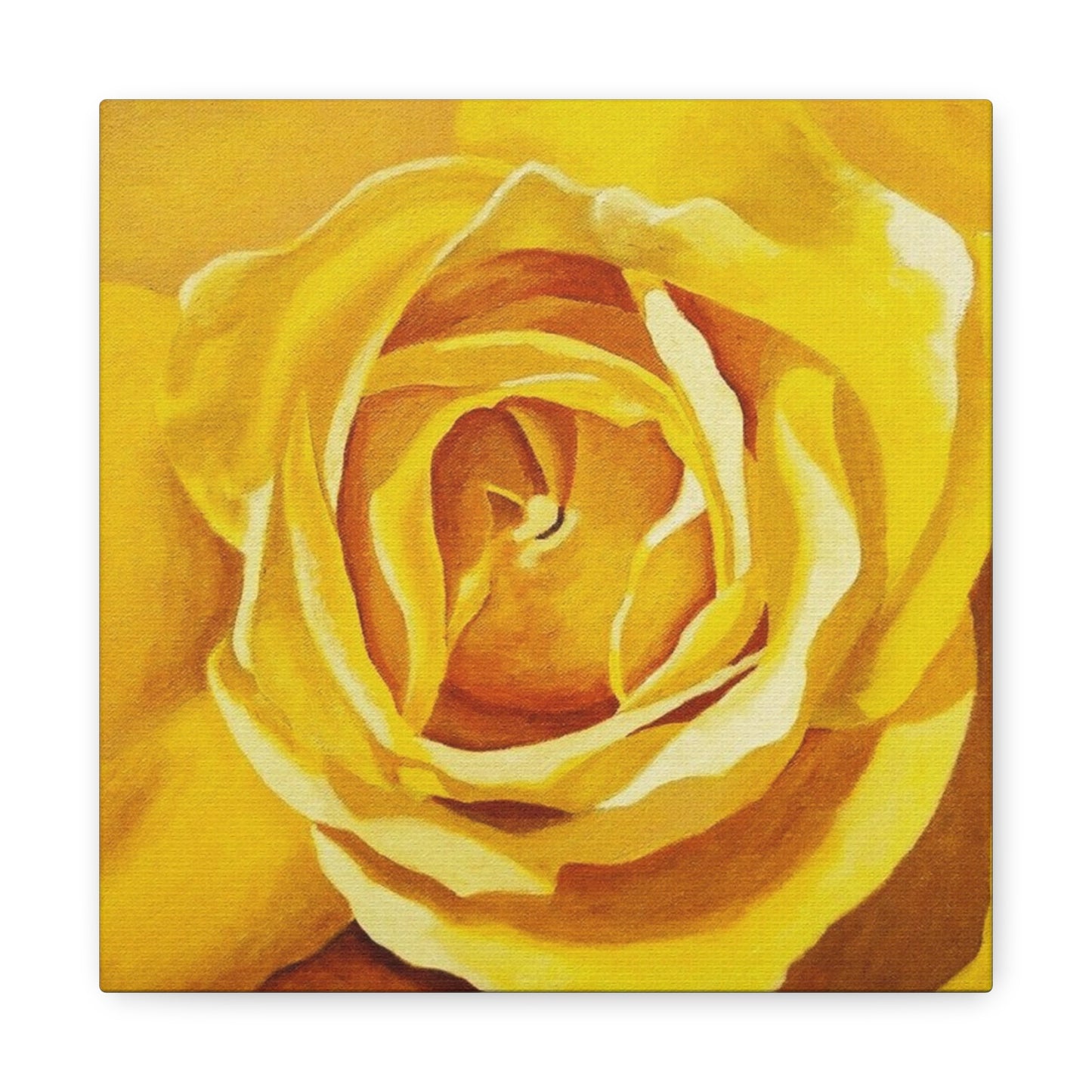 Yellow Rose Canvas Art — Stretched Matte Floral Wall Decor