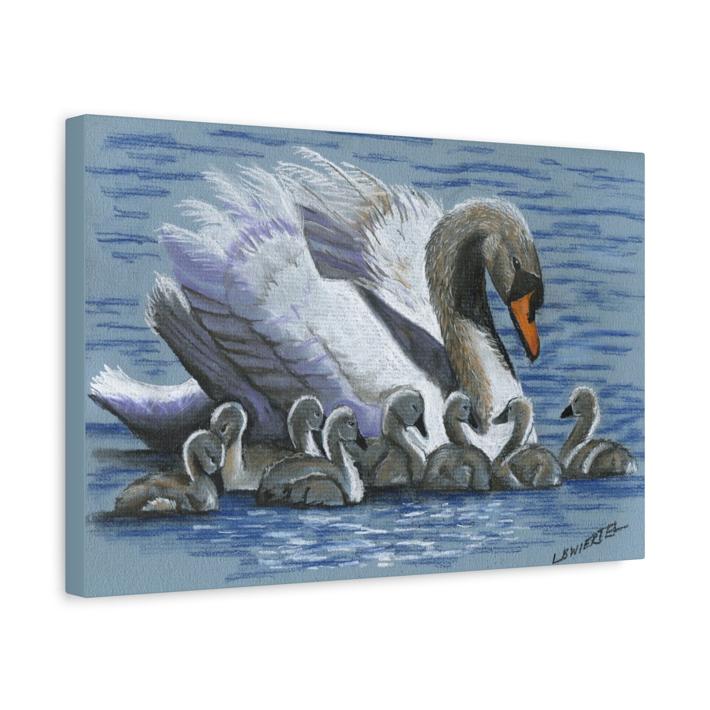 Swan Family Matte Canvas Print — Stretched Wall Art (1.25")