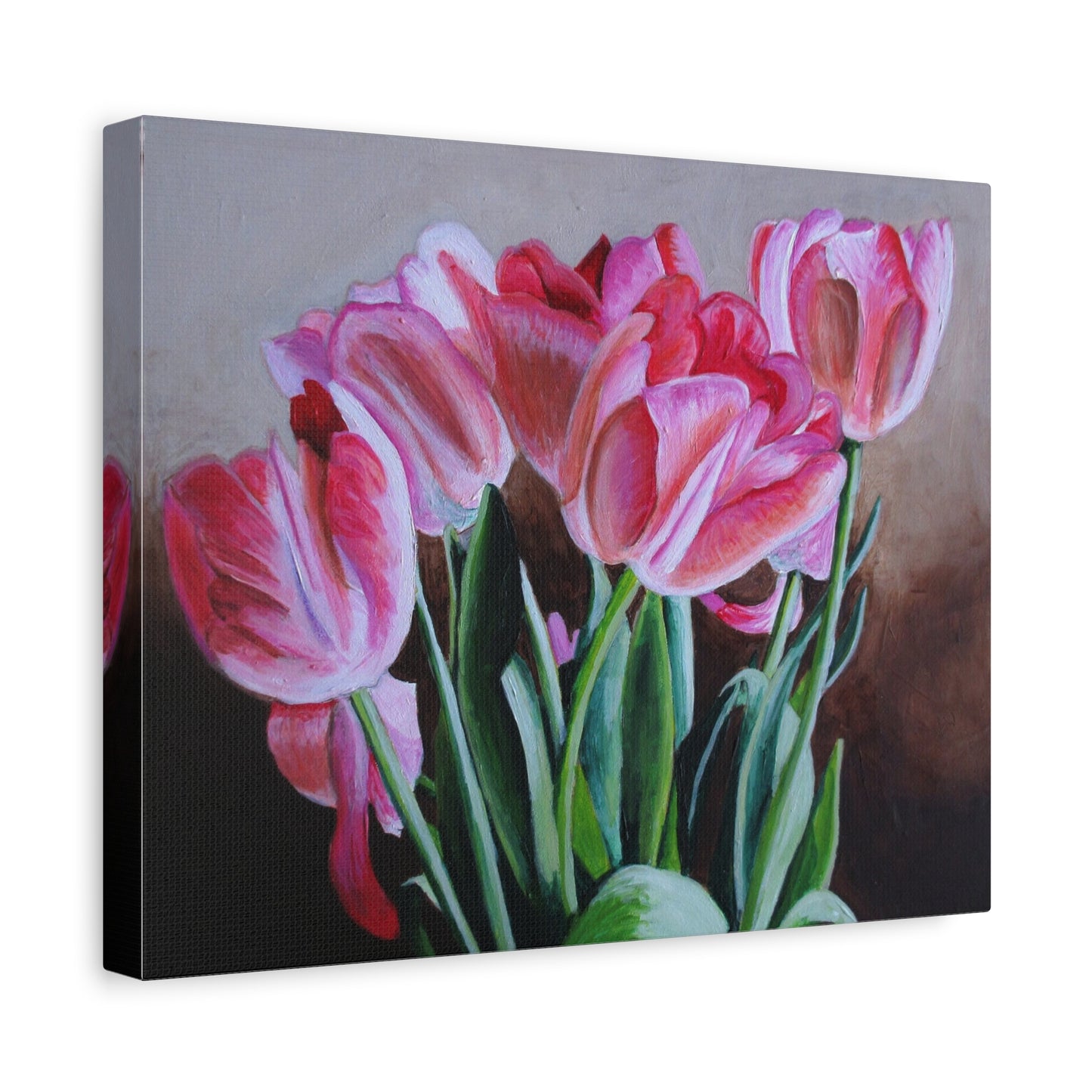 Pink Tulip Bouquet Canvas Print — Stretched Matte Wall Art