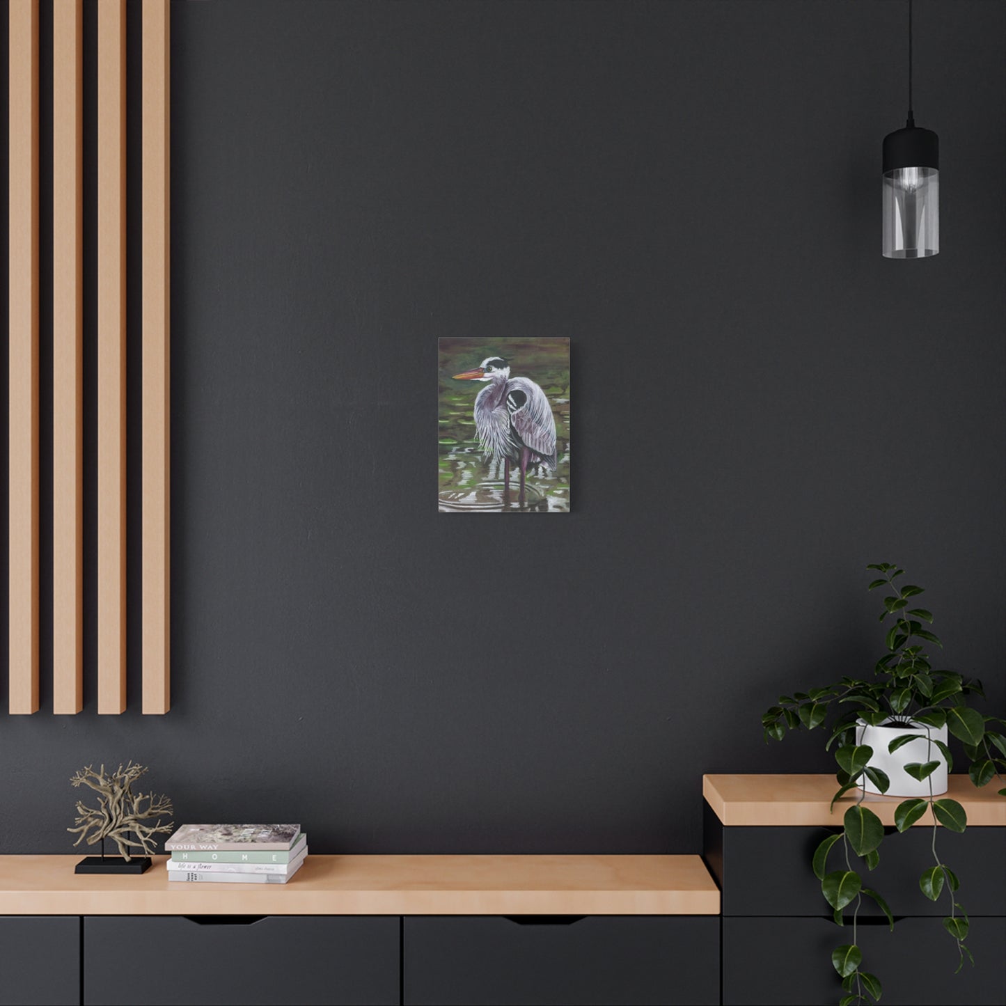 Great Blue Heron Art Print — Matte Stretched Canvas Wall Decor