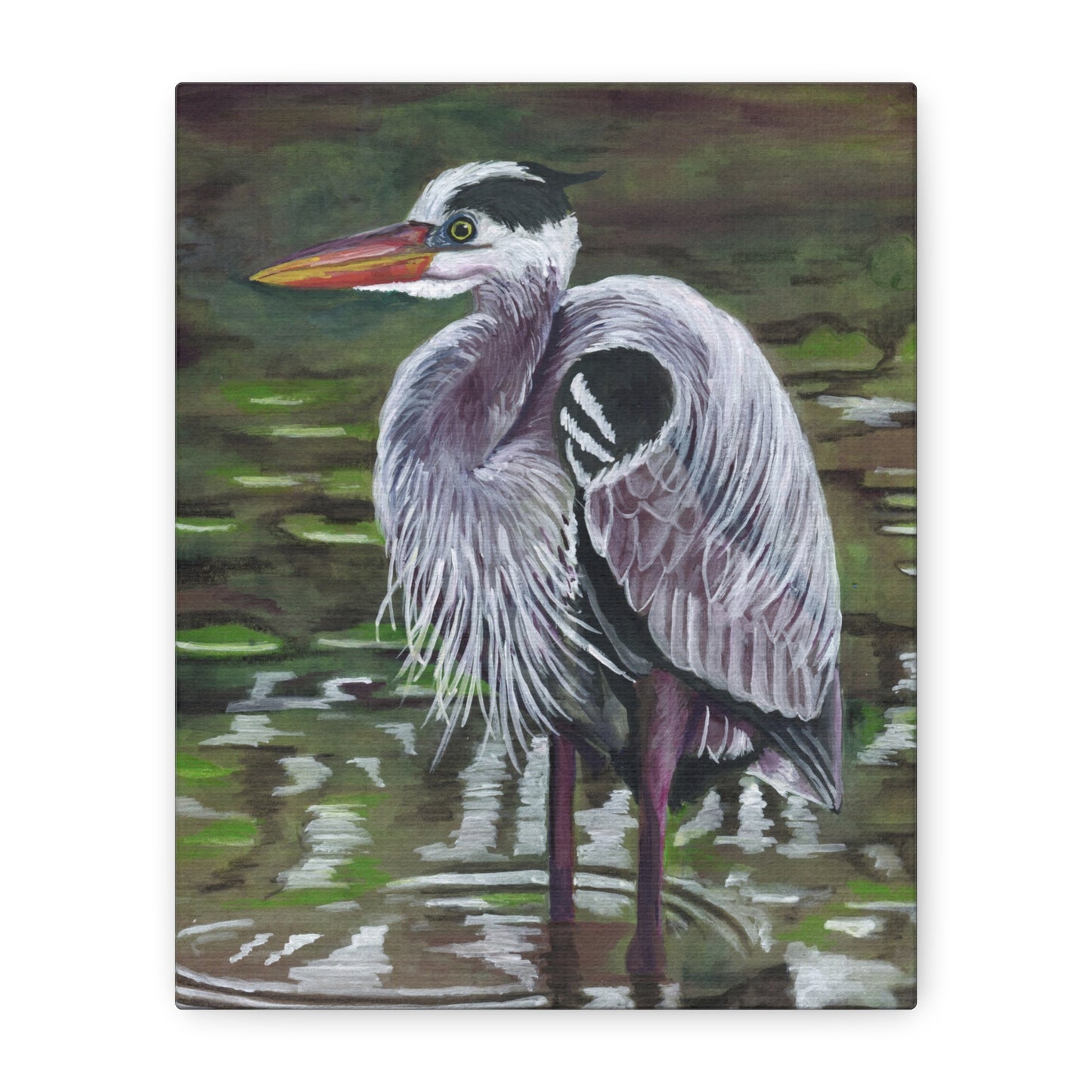 Great Blue Heron Art Print — Matte Stretched Canvas Wall Decor