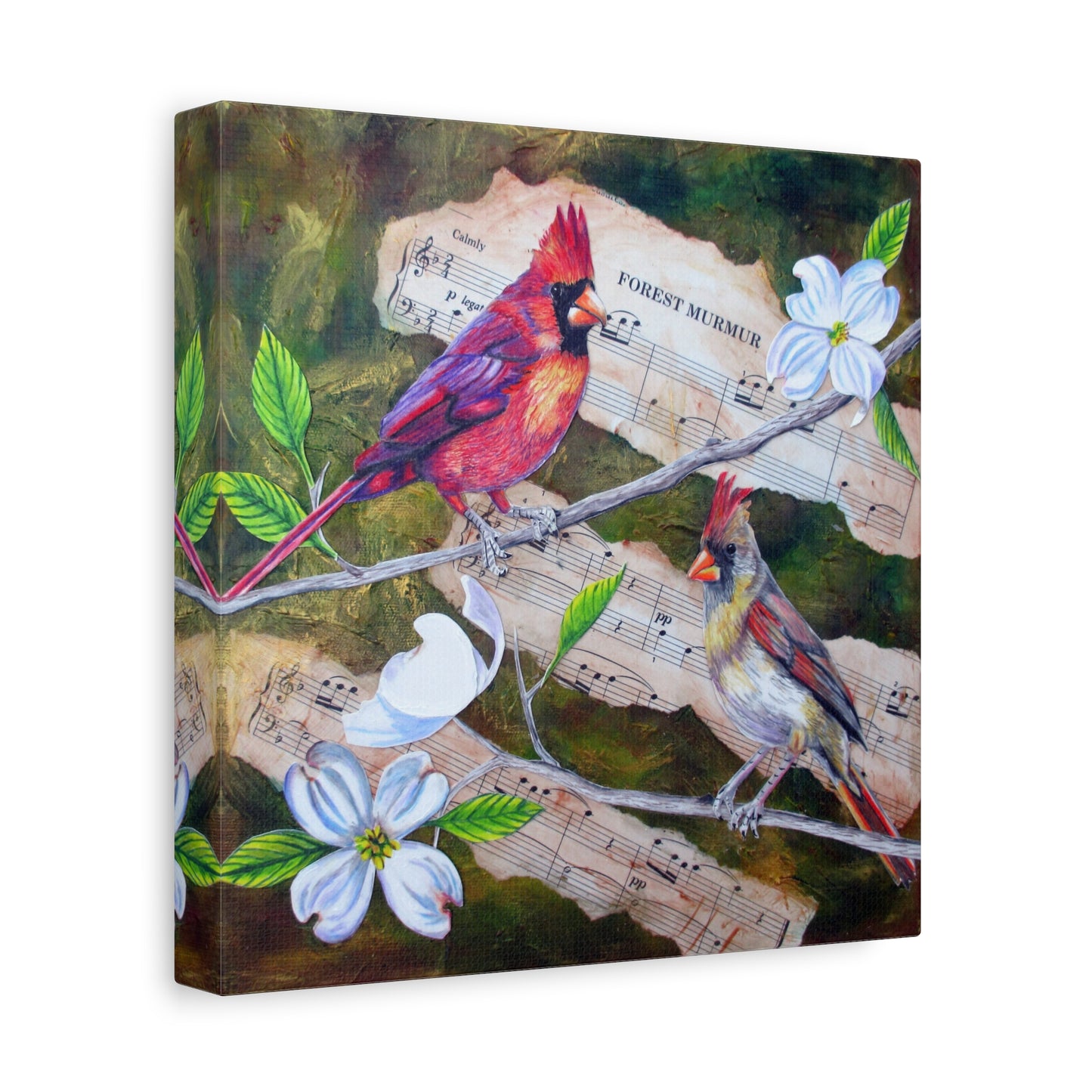 Cardinal Songbirds Canvas Art — Matte Stretched Wall Decor