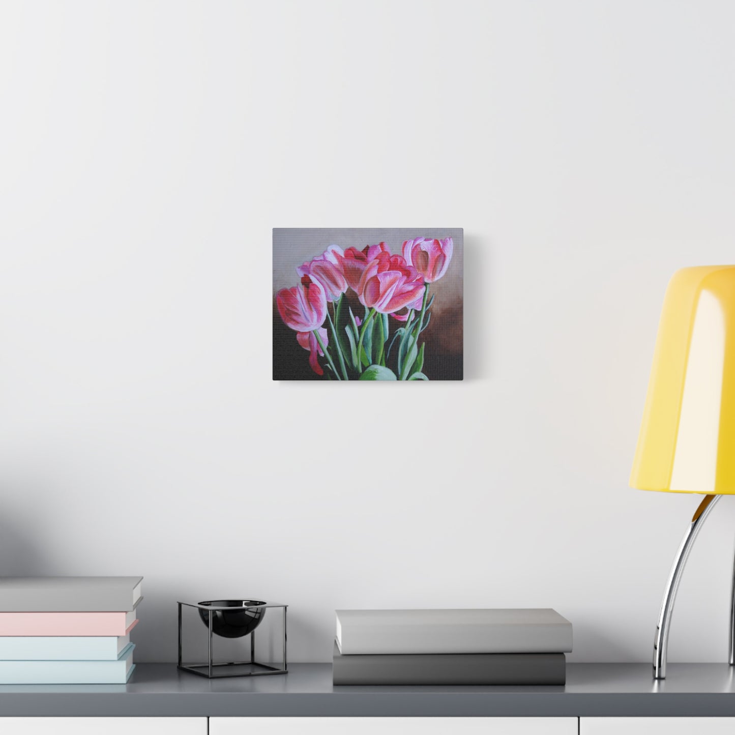 Pink Tulip Bouquet Canvas Print — Stretched Matte Wall Art