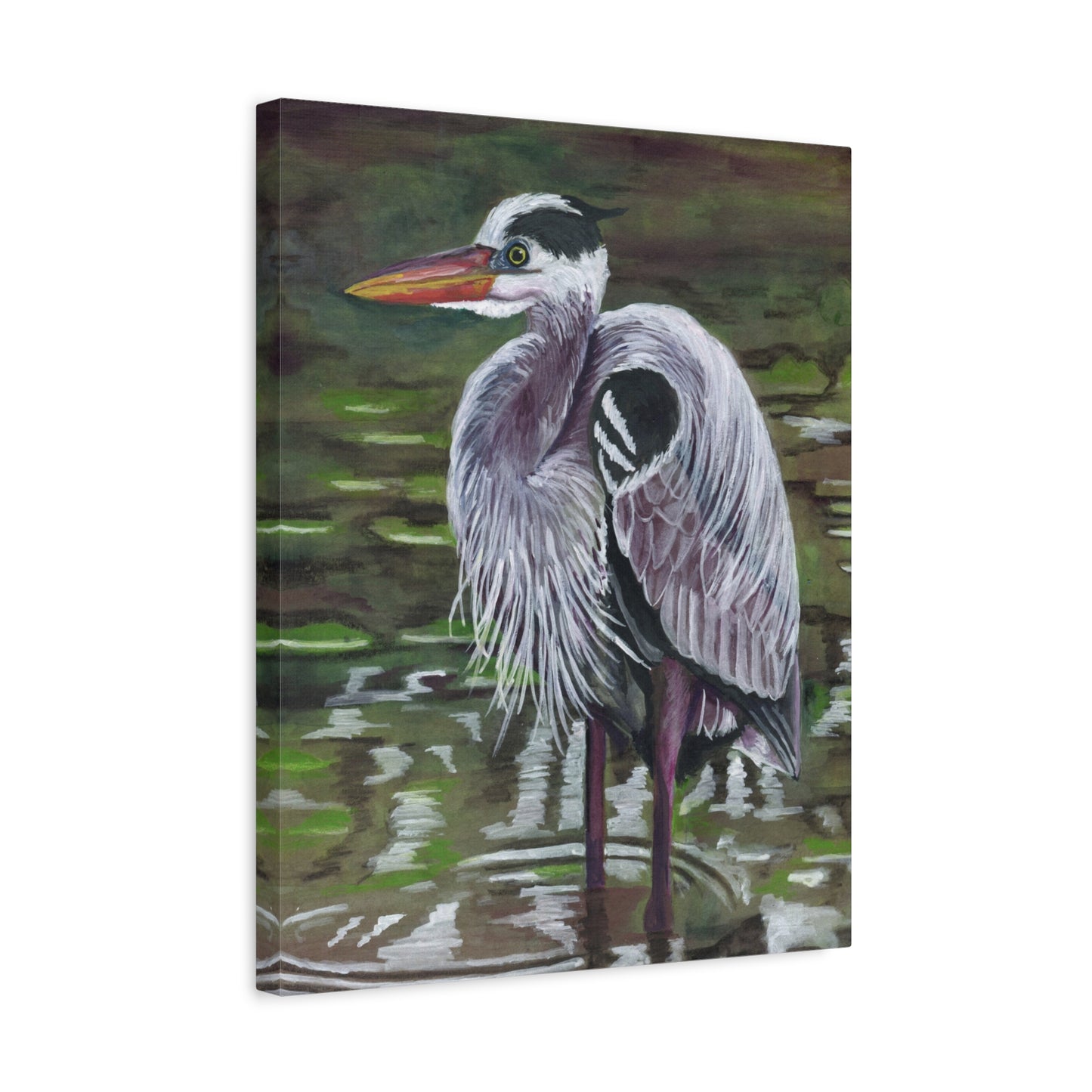 Great Blue Heron Art Print — Matte Stretched Canvas Wall Decor