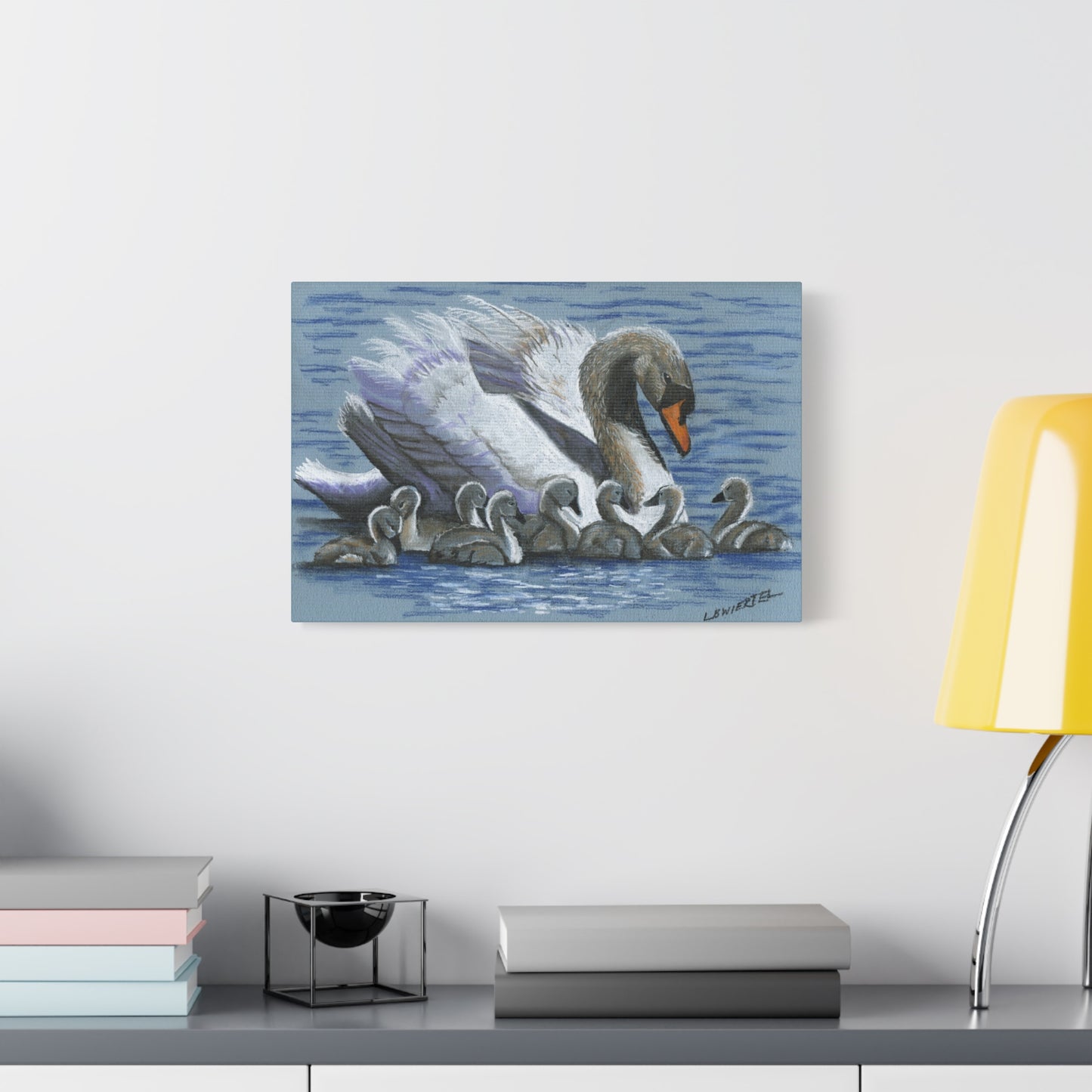 Swan Family Matte Canvas Print — Stretched Wall Art (1.25")