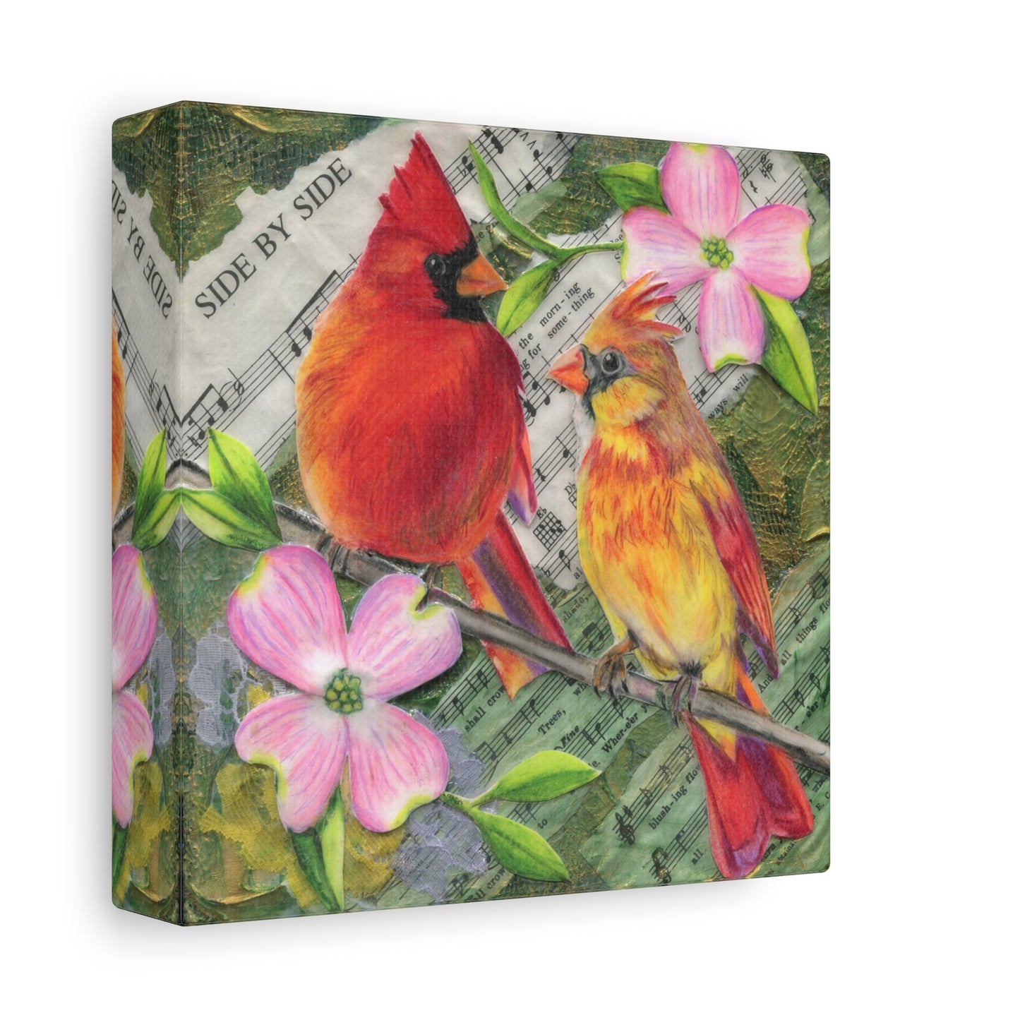 Cardinal Pair Matte Canvas Wall Art - 'Side By Side' Stretched 1.25"