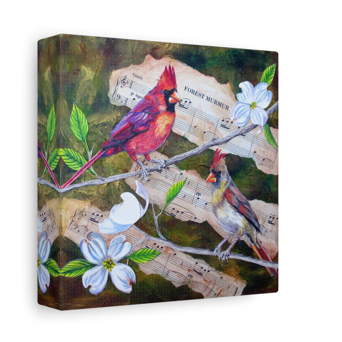 Cardinal Songbirds Canvas Art — Matte Stretched Wall Decor