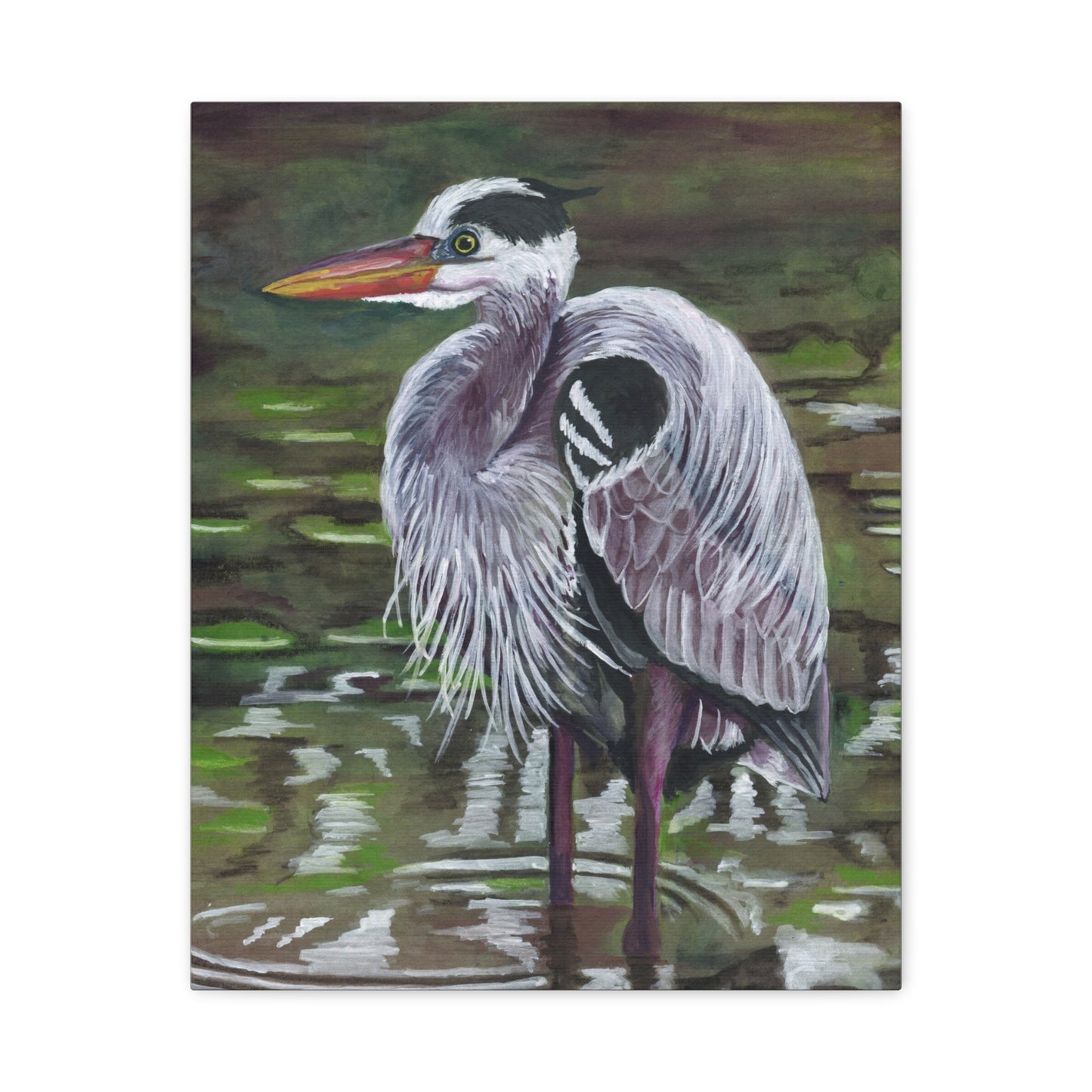 Great Blue Heron Art Print — Matte Stretched Canvas Wall Decor
