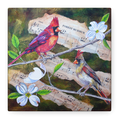 Cardinal Songbirds Canvas Art — Matte Stretched Wall Decor