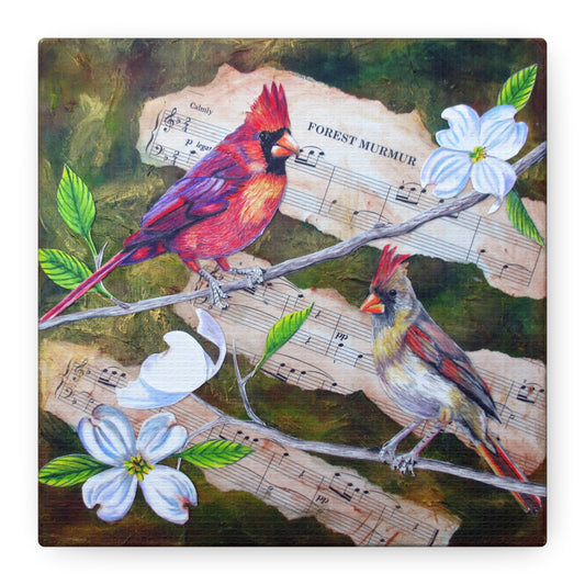 Cardinal Songbirds Canvas Art — Matte Stretched Wall Decor