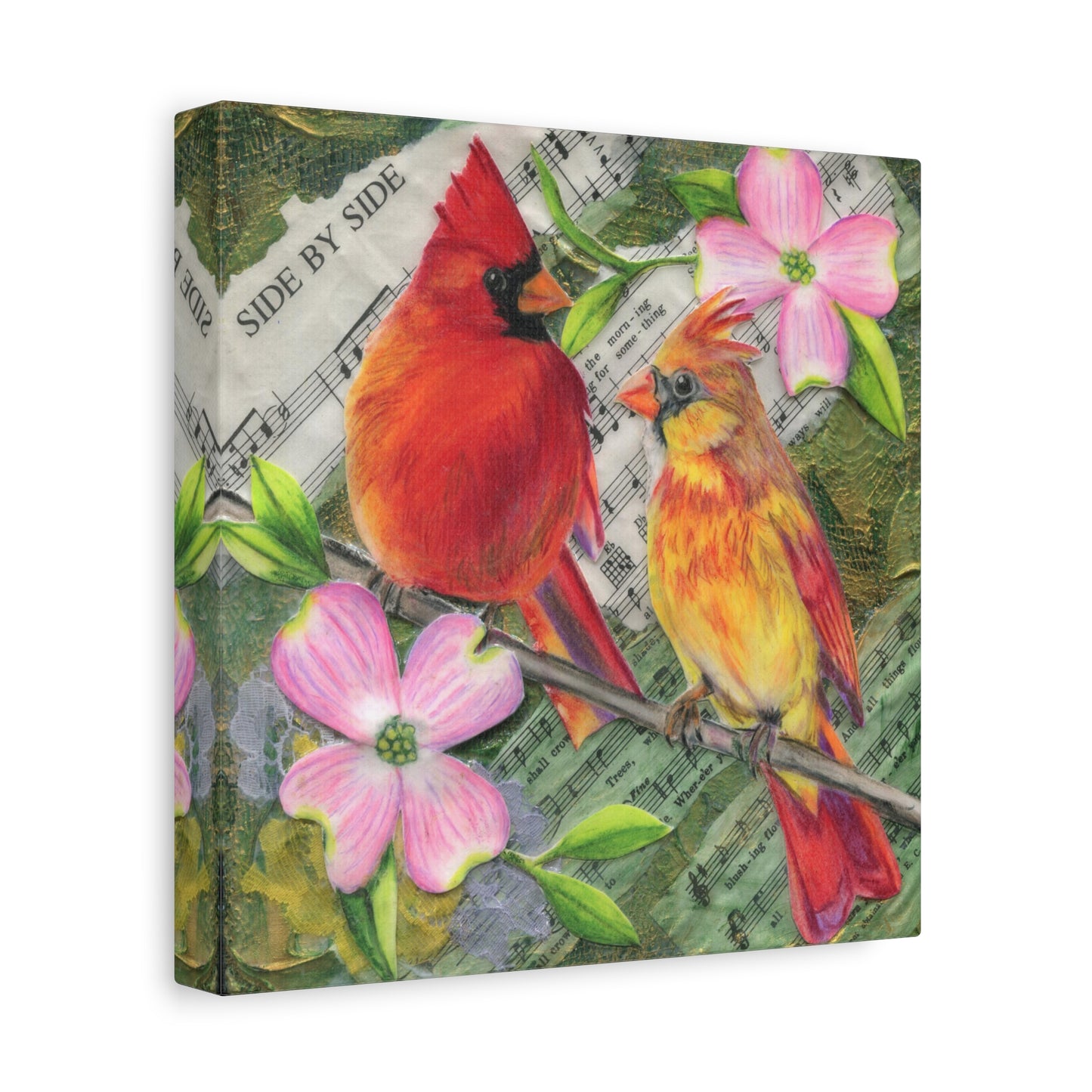 Cardinal Pair Matte Canvas Wall Art - 'Side By Side' Stretched 1.25"