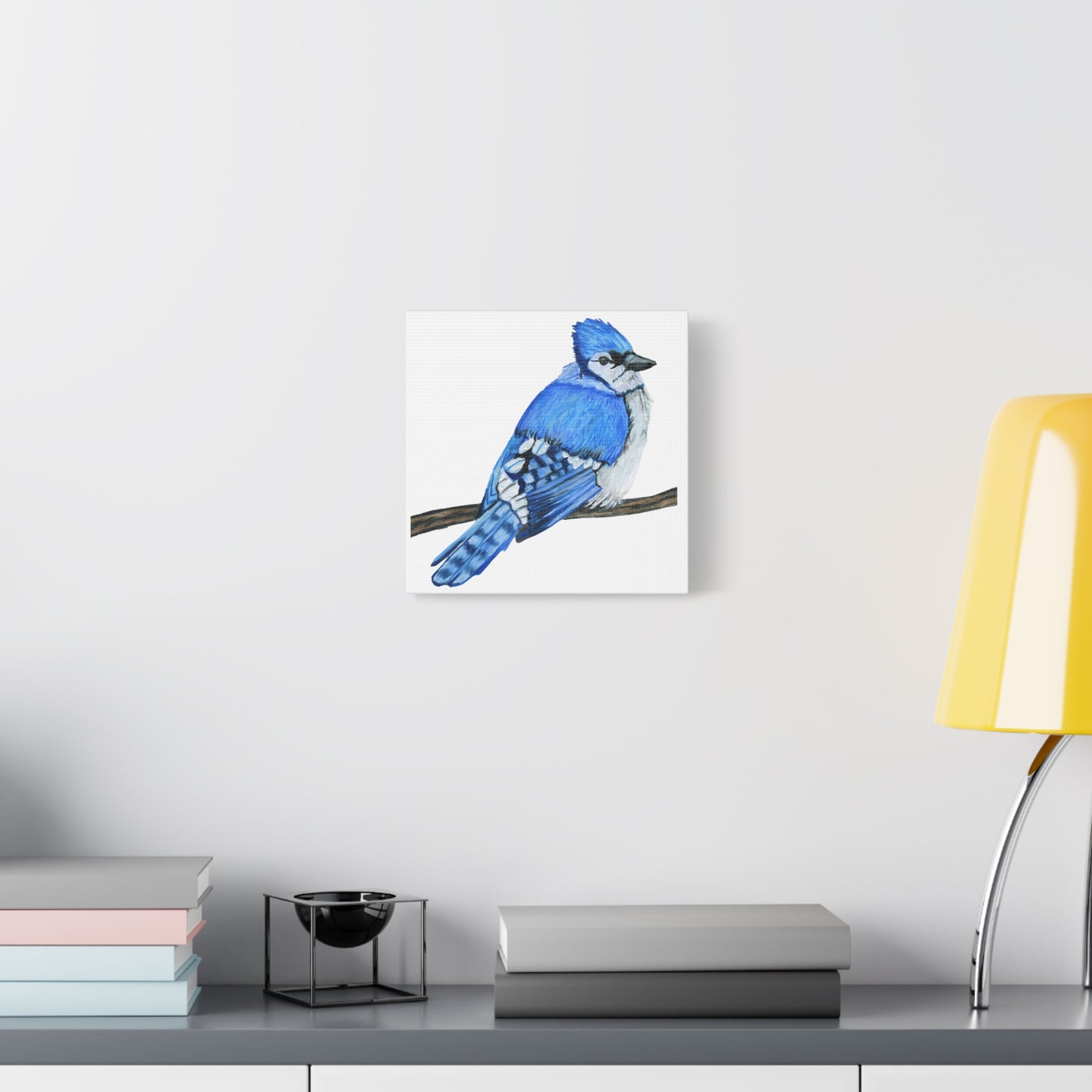 Blue Jay on Branch, Matte Canvas, Stretched, 1.25"