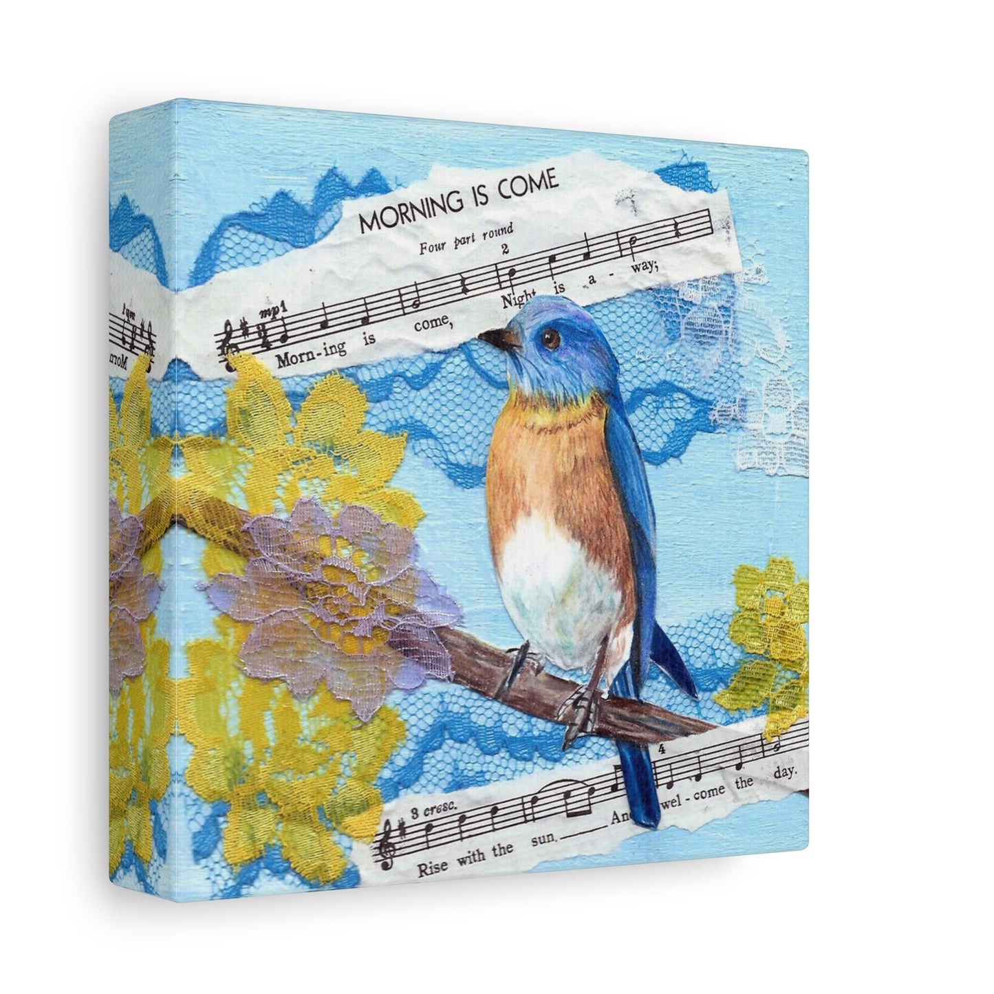 Bluebird Morning Canvas Wall Art — "Morning is Come" Stretched Matte Print