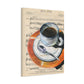 Java Jive Coffee Cup Matte Canvas Wall Art – Vintage Sheet Music Kitchen Decor