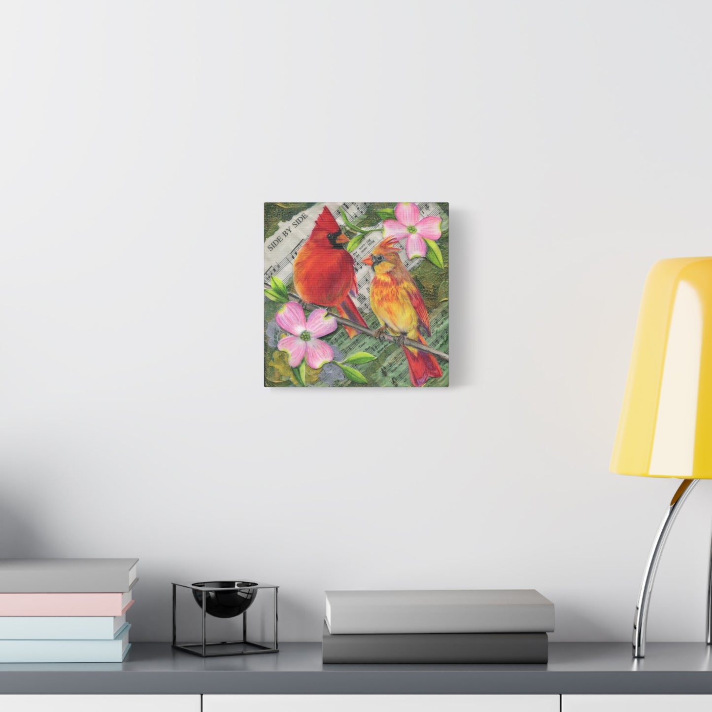 Cardinal Pair Matte Canvas Wall Art - 'Side By Side' Stretched 1.25"