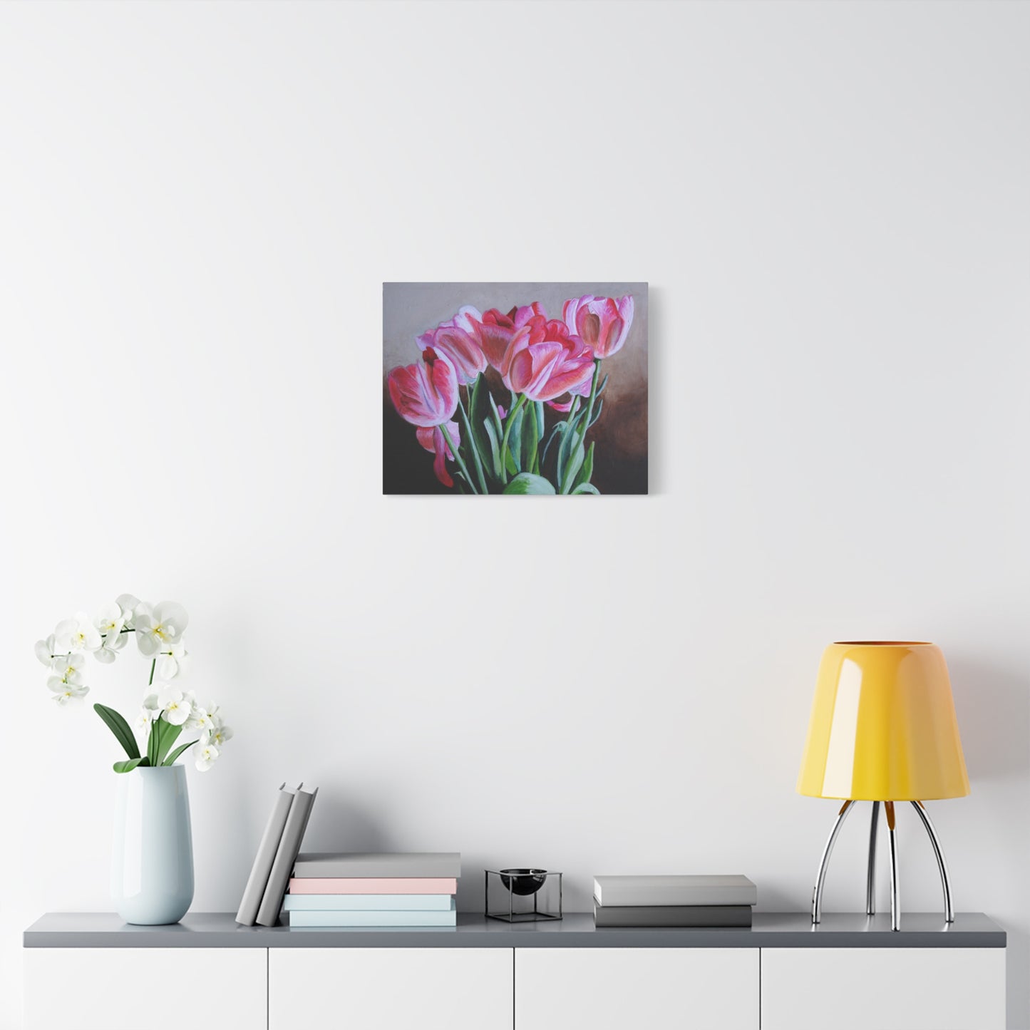 Pink Tulip Bouquet Canvas Print — Stretched Matte Wall Art