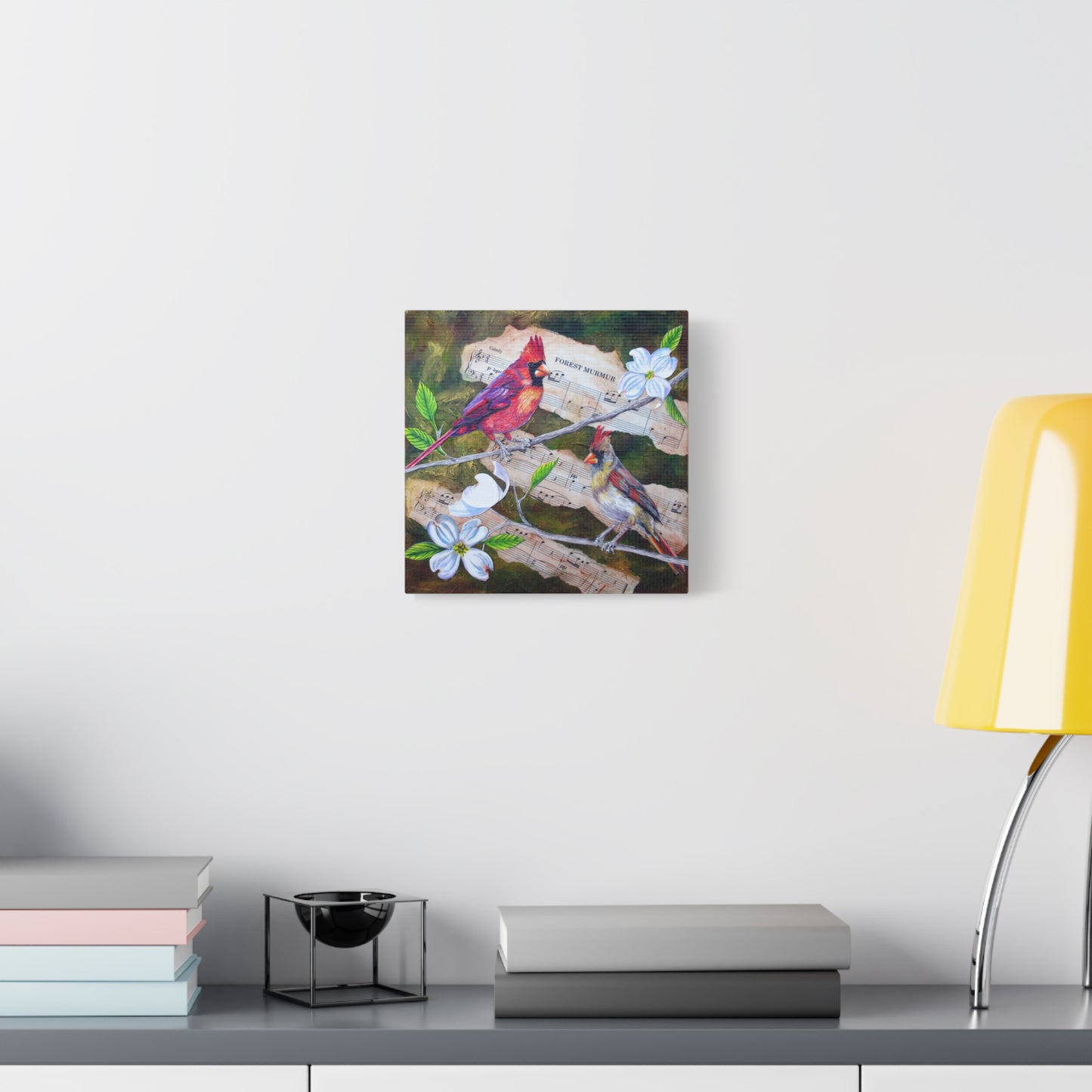 Cardinal Songbirds Canvas Art — Matte Stretched Wall Decor