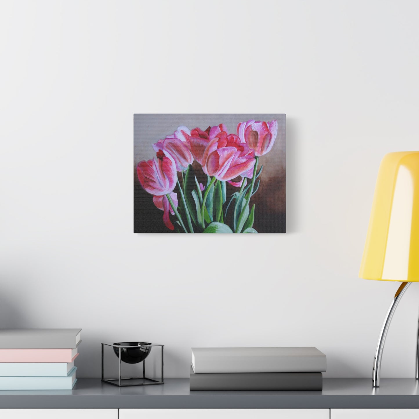 Pink Tulip Bouquet Canvas Print — Stretched Matte Wall Art