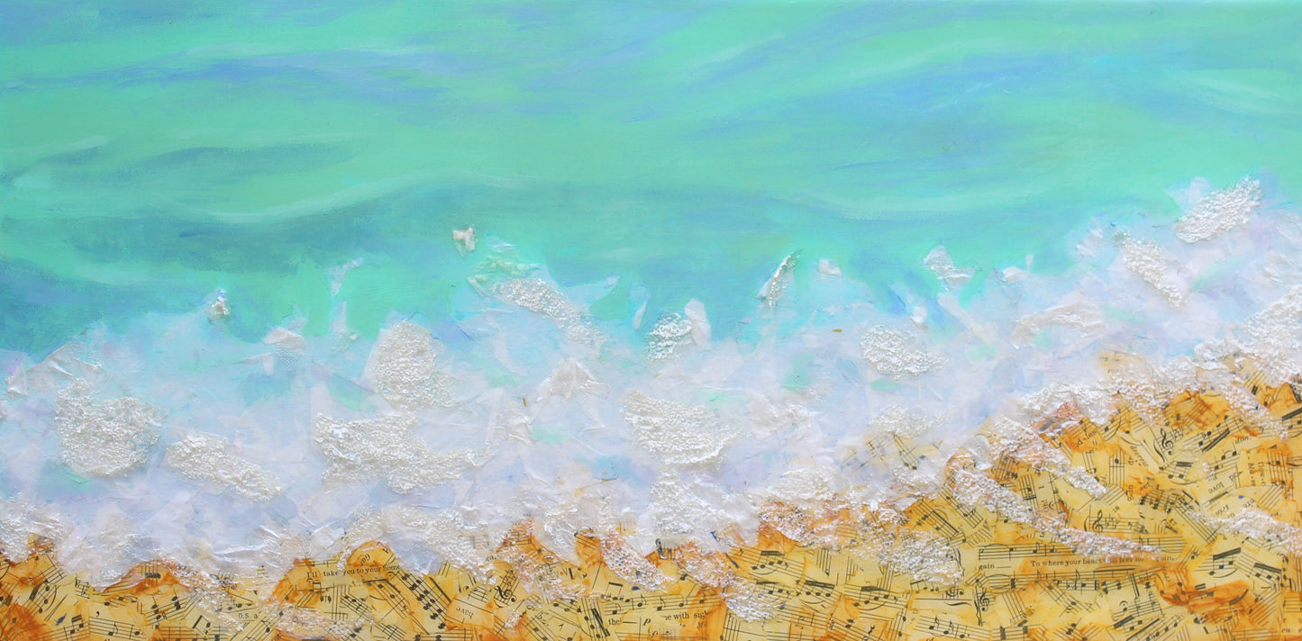 "The Sound of the Sea", Mixed Media on Canvas, 10"x20"