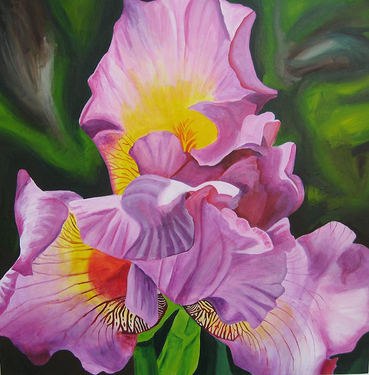 "Springtime Iris", acrylic on gallery wrap canvas, 30"x30"