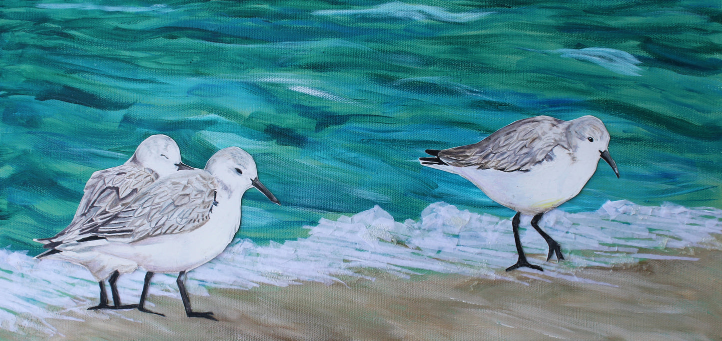 "Shorewalkers",  Mixed Media on Gallery Wrap Canvas, 10"x20"