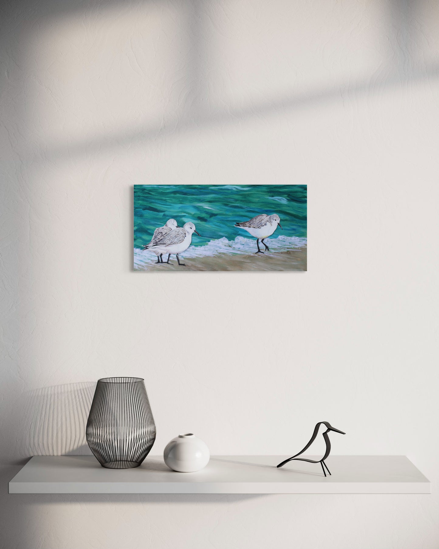 "Shorewalkers",  Mixed Media on Gallery Wrap Canvas, 10"x20"